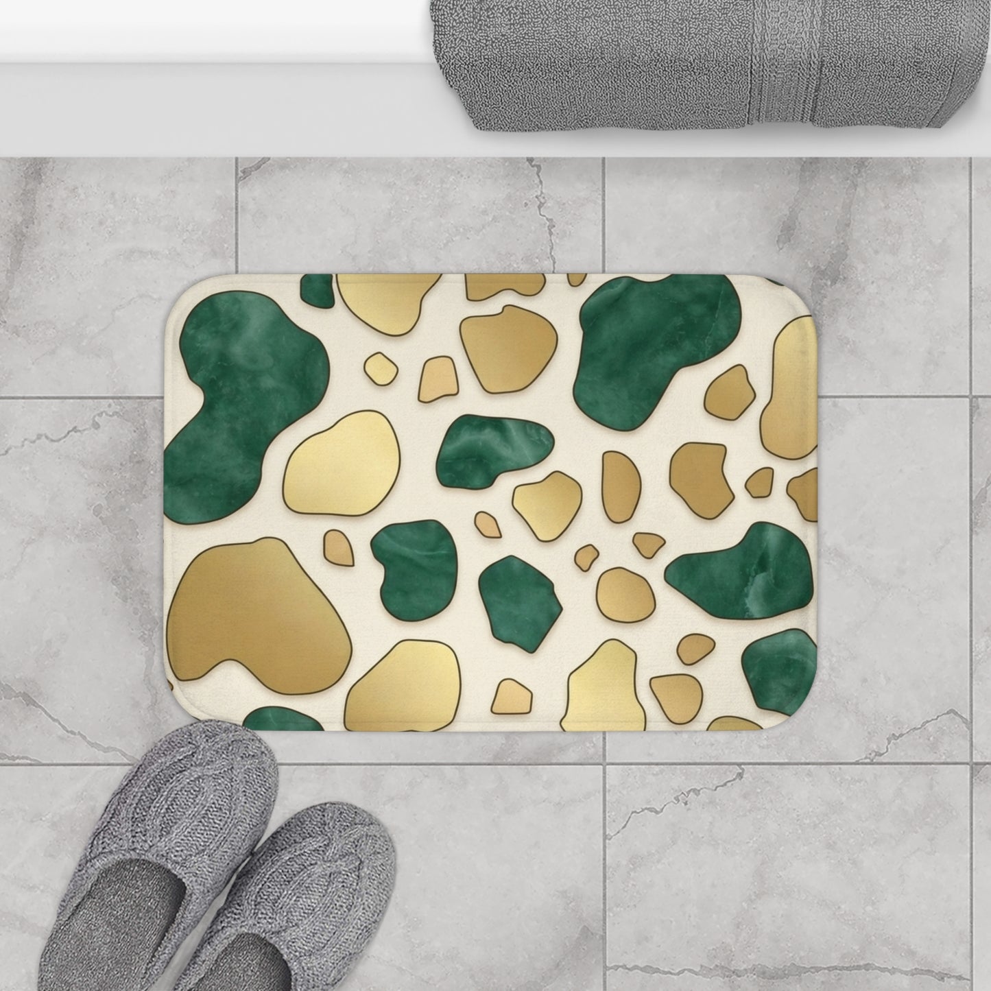 Green & Gold 2wotone Print Bath Mat — Luxe 2wotone Print Bathroom Rug