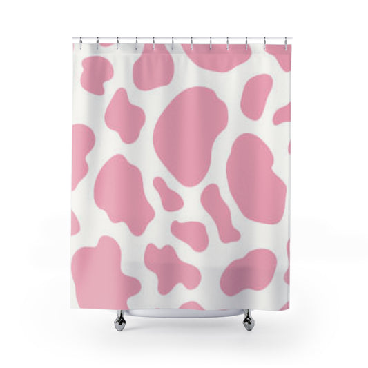Pink Viti Shower Curtain, Cute Bathroom Decor, Boho Chic, Unique Gift for Cow Lovers, Farmhouse Style, Home Makeover