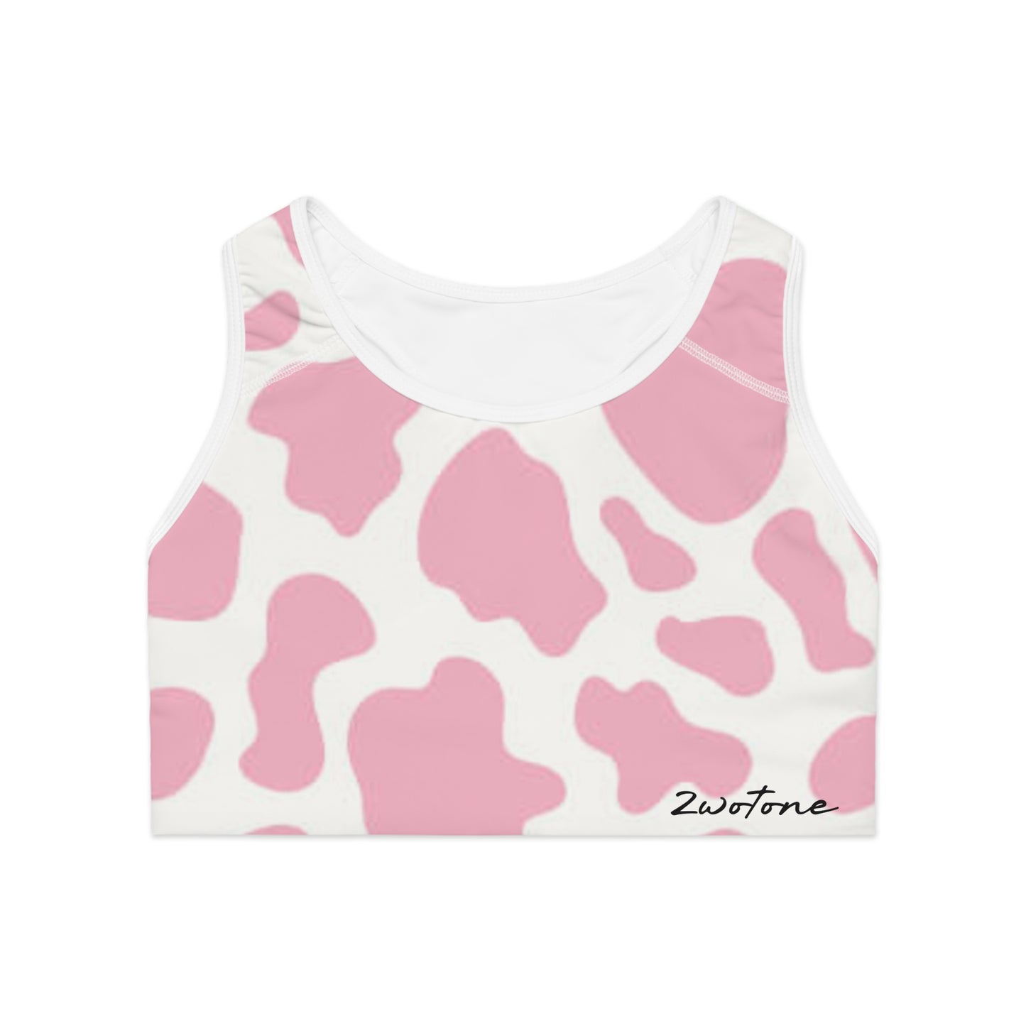 Cute Pink 2wotone Print Sports Bra | Activewear for Gym & Yoga | Gifts for Fitness Lovers, Athleisure, Workout Gear, Trendy Sports Apparel