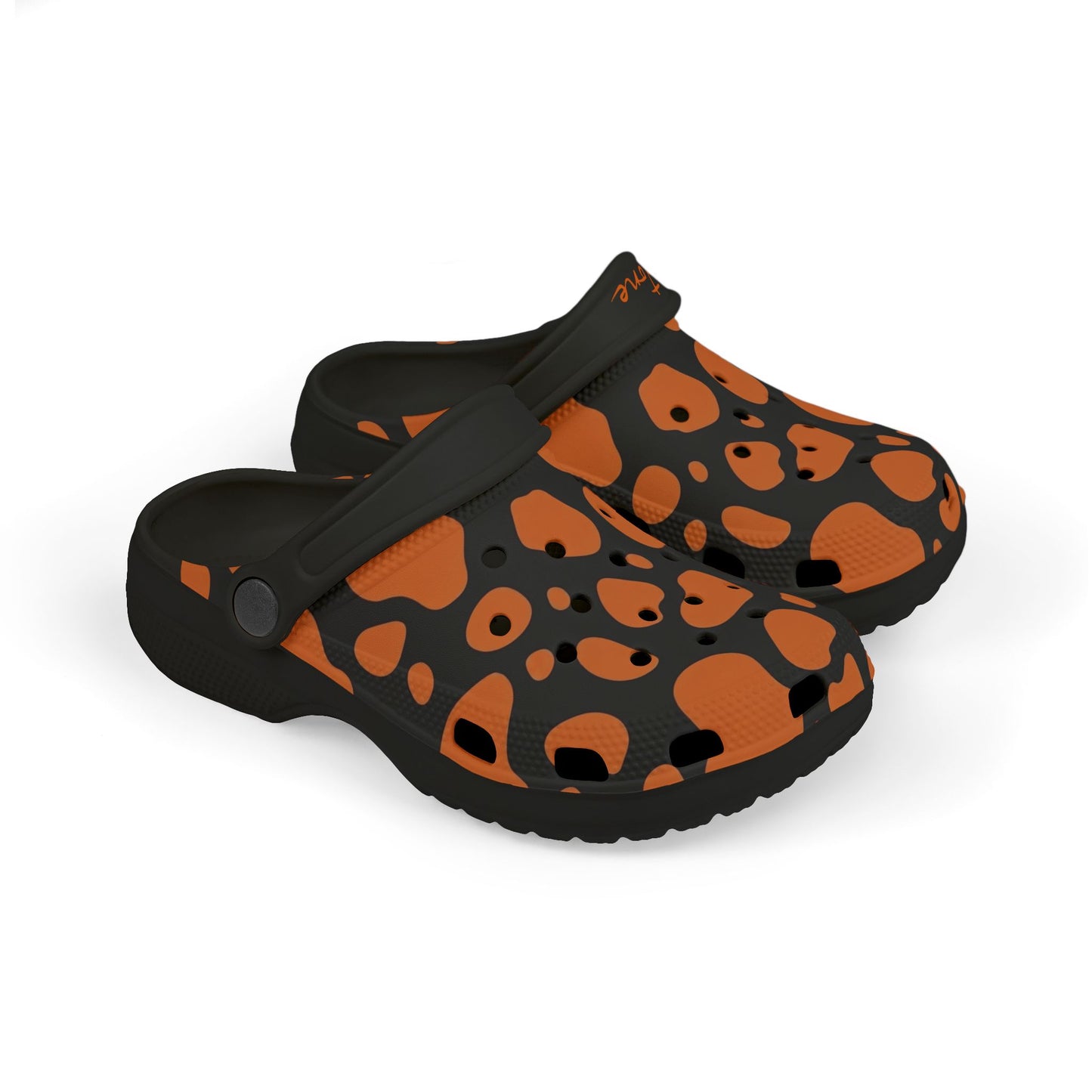 Kids 2wotone Print Orange & Black Foam Clogs
