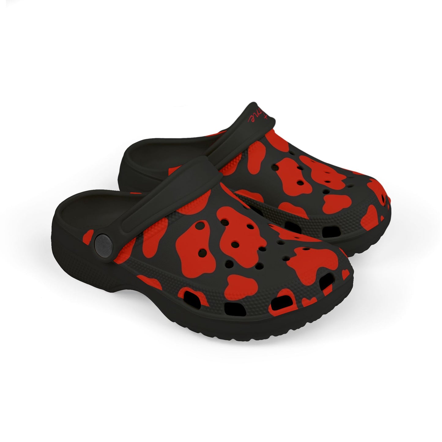 Kids' 2wotone Print Red & Black Foam Clogs - Lightweight Slip-On Shoes
