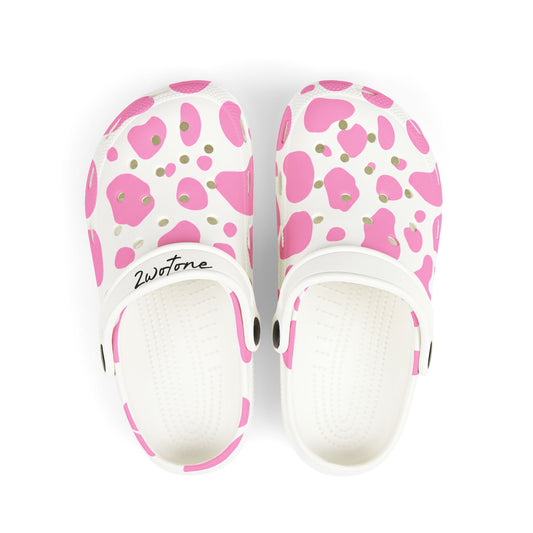 Kids 2wotone Print Pink & White Foam Clogs