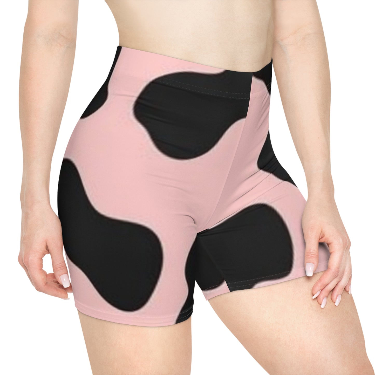 Stylish Viti Women's Biker Shorts, Trendy Activewear, Cow Print Leggings, Summer Workout Gear, Fitness Apparel, Casual Lounge Wear