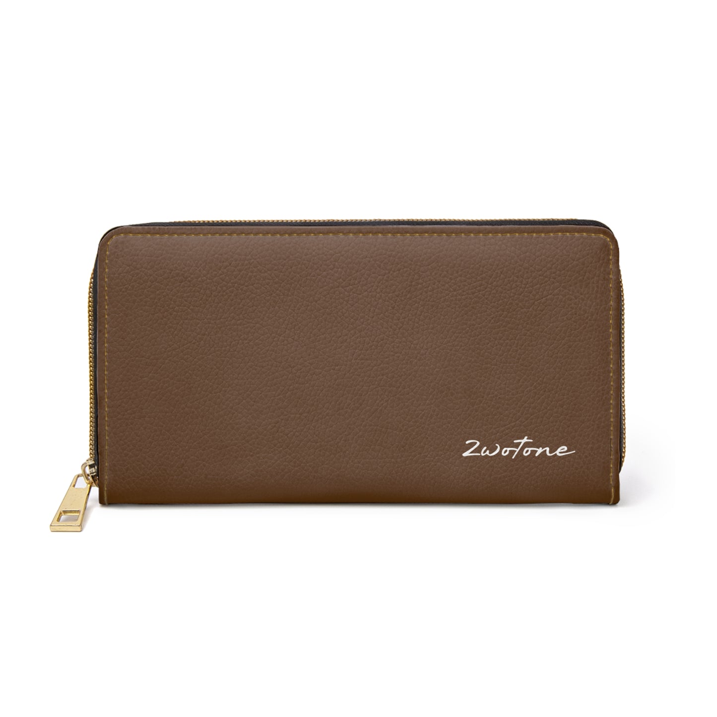 2wotone Brown Leather Zipper Wallet