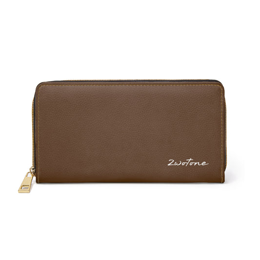 2wotone Brown Leather Zipper Wallet