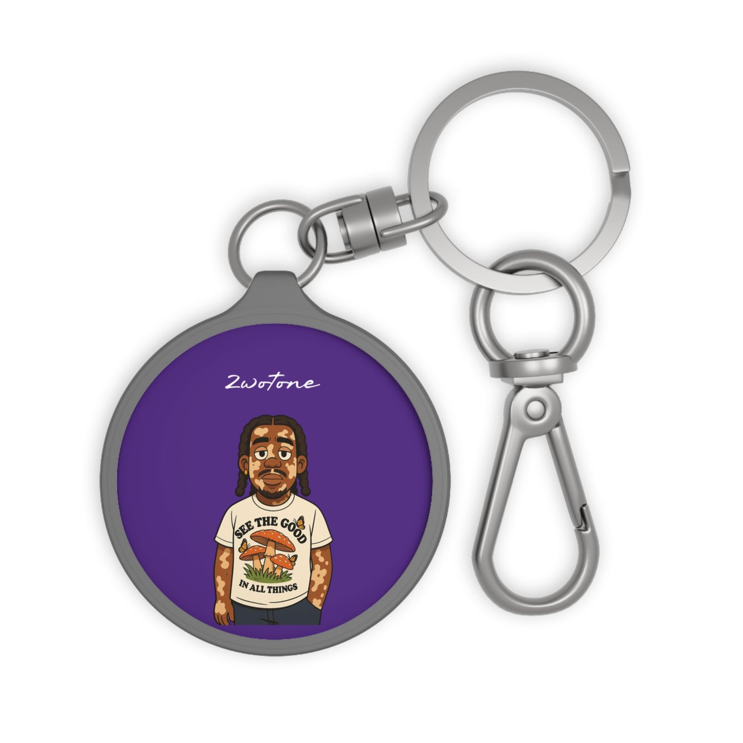 2wotone Cartoon Keyring Tag - Spreading Positivity & Good Vibes
