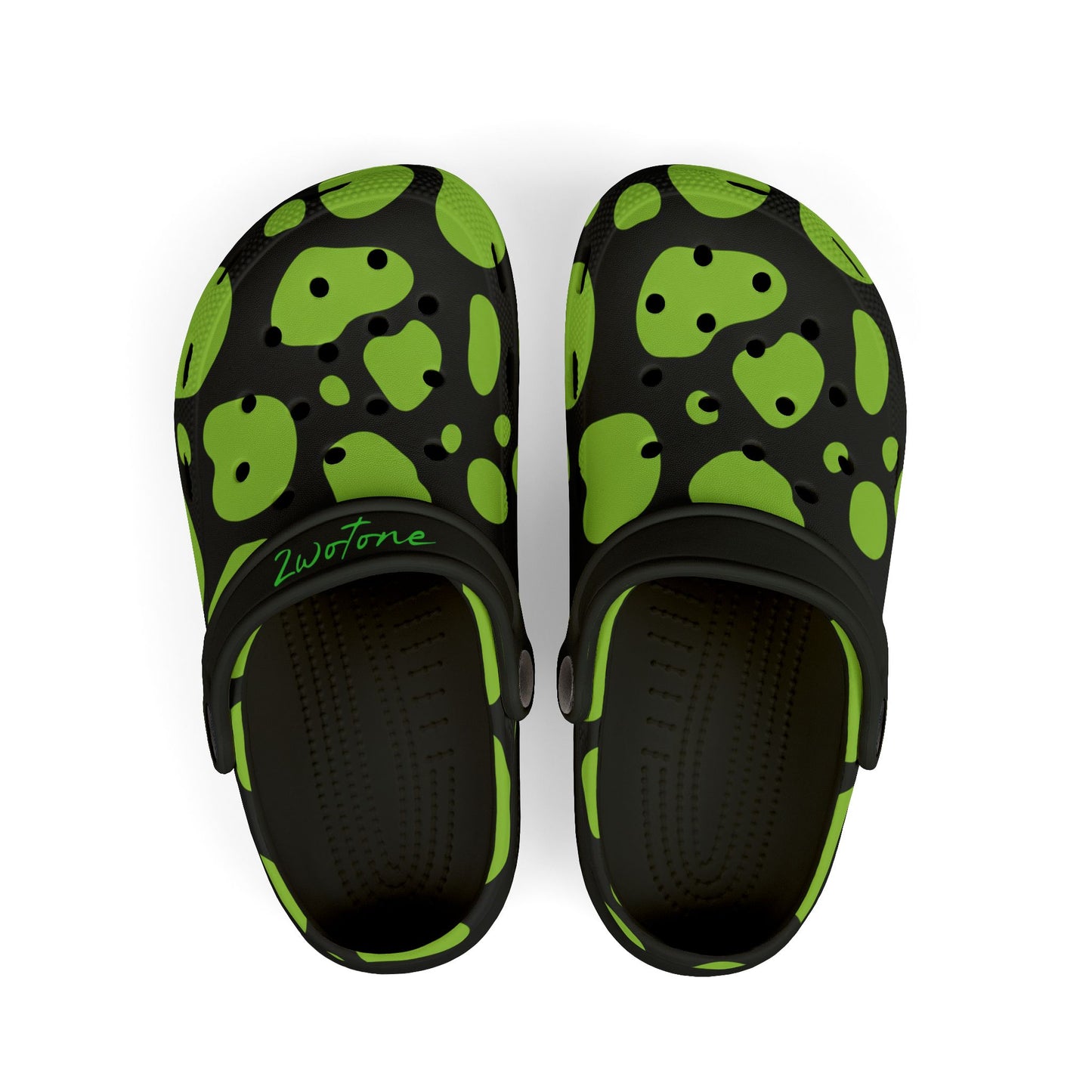 Kids 2wotone Print Green & Black Foam Clogs