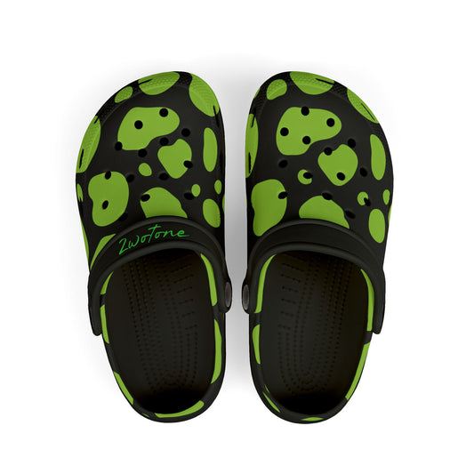 Kids 2wotone Print Green & Black Foam Clogs