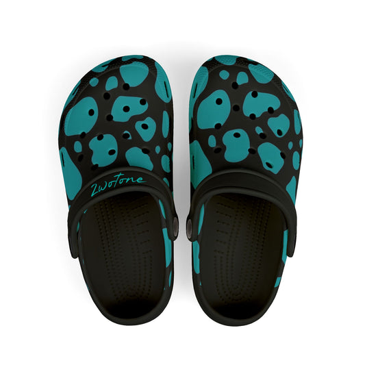 Kids 2wotone Print Turquoise & Black Foam Clogs