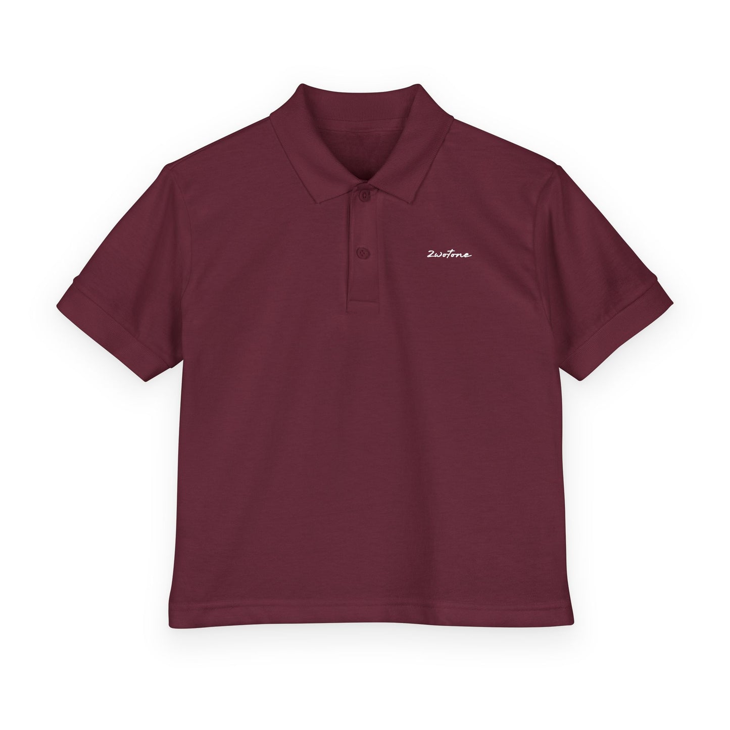 2wotone White Signature Youth Polo Shirt Embroidery
