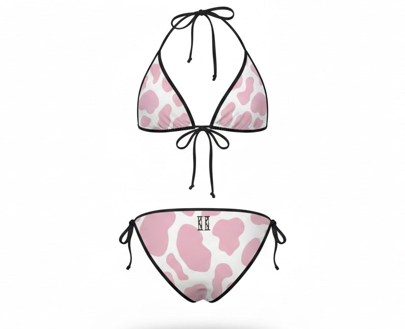 Trendy Women's Pink 2wotone Bikini Swimsuit, Summer Beachwear, Vacation Swim Set, Pool Party Outfit, Cute Swimwear
