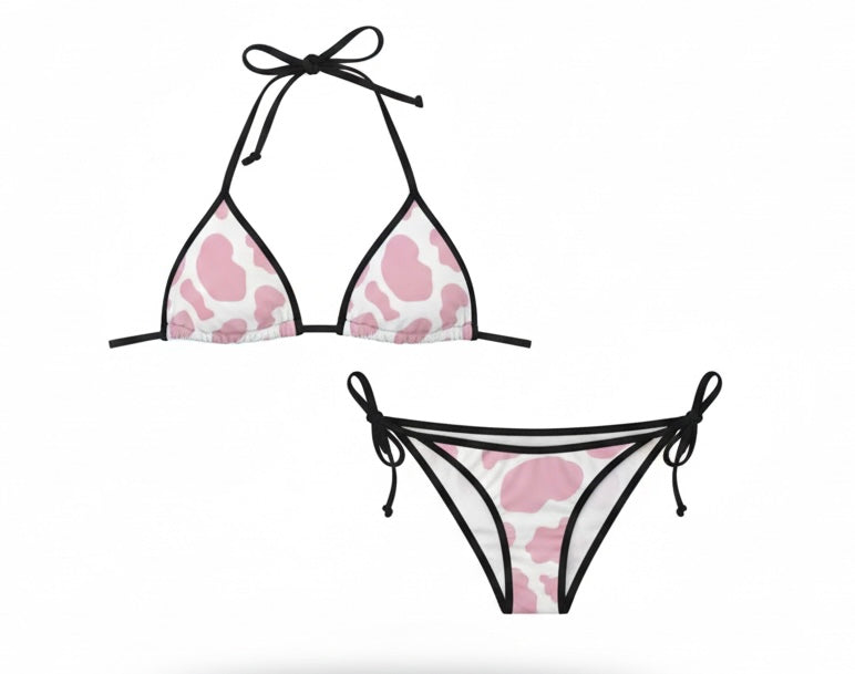 Trendy Women's Pink 2wotone Bikini Swimsuit, Summer Beachwear, Vacation Swim Set, Pool Party Outfit, Cute Swimwear