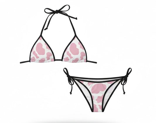 Trendy Women's Pink Viti Bikini Swimsuit, Summer Beachwear, Vacation Swim Set, Pool Party Outfit, Cute Swimwear