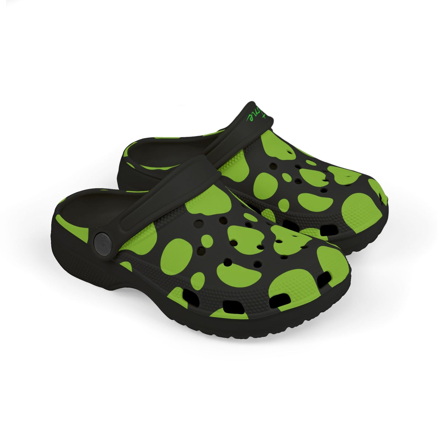 Kids 2wotone Print Green & Black Foam Clogs