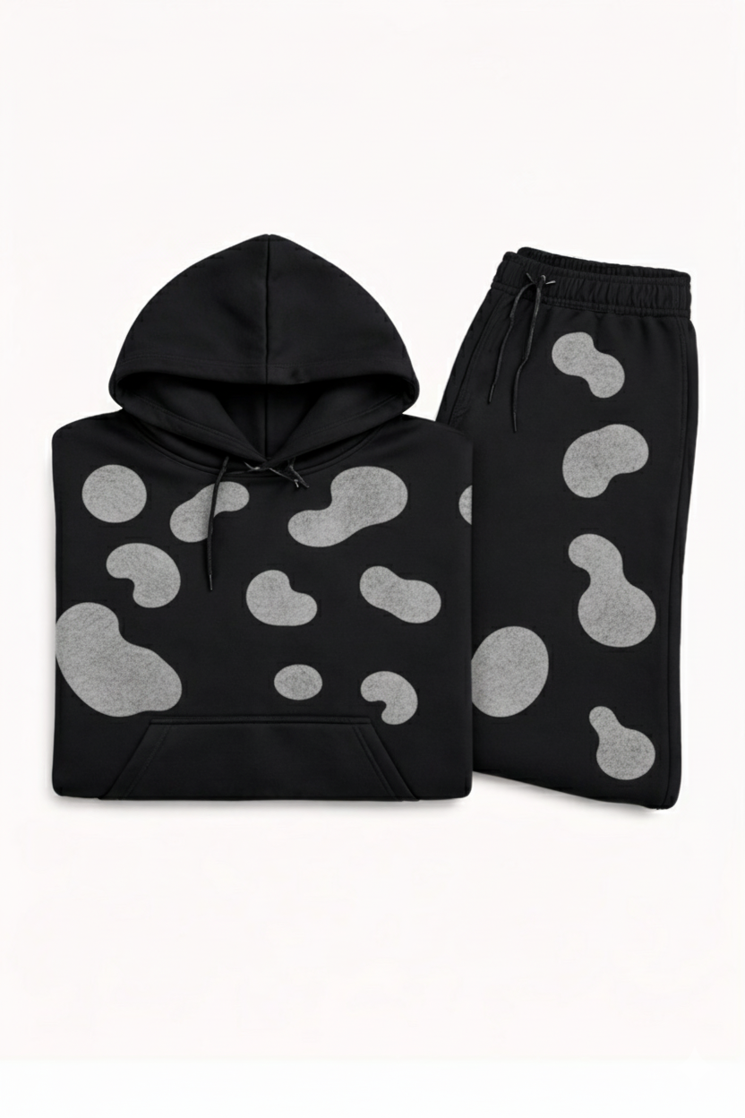 2wotone Black and Grey Hoodie Flare Set