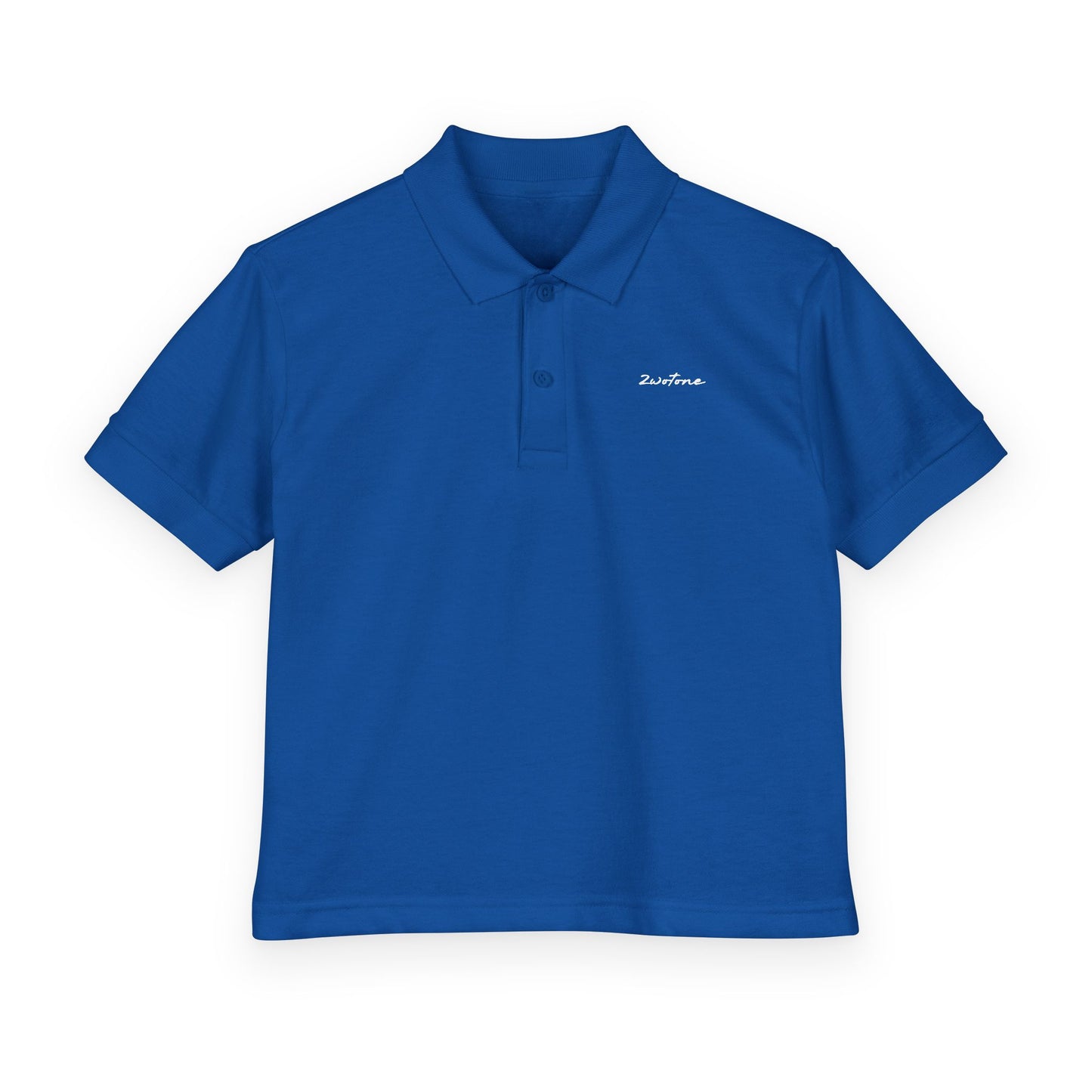 2wotone White Signature Youth Polo Shirt Embroidery