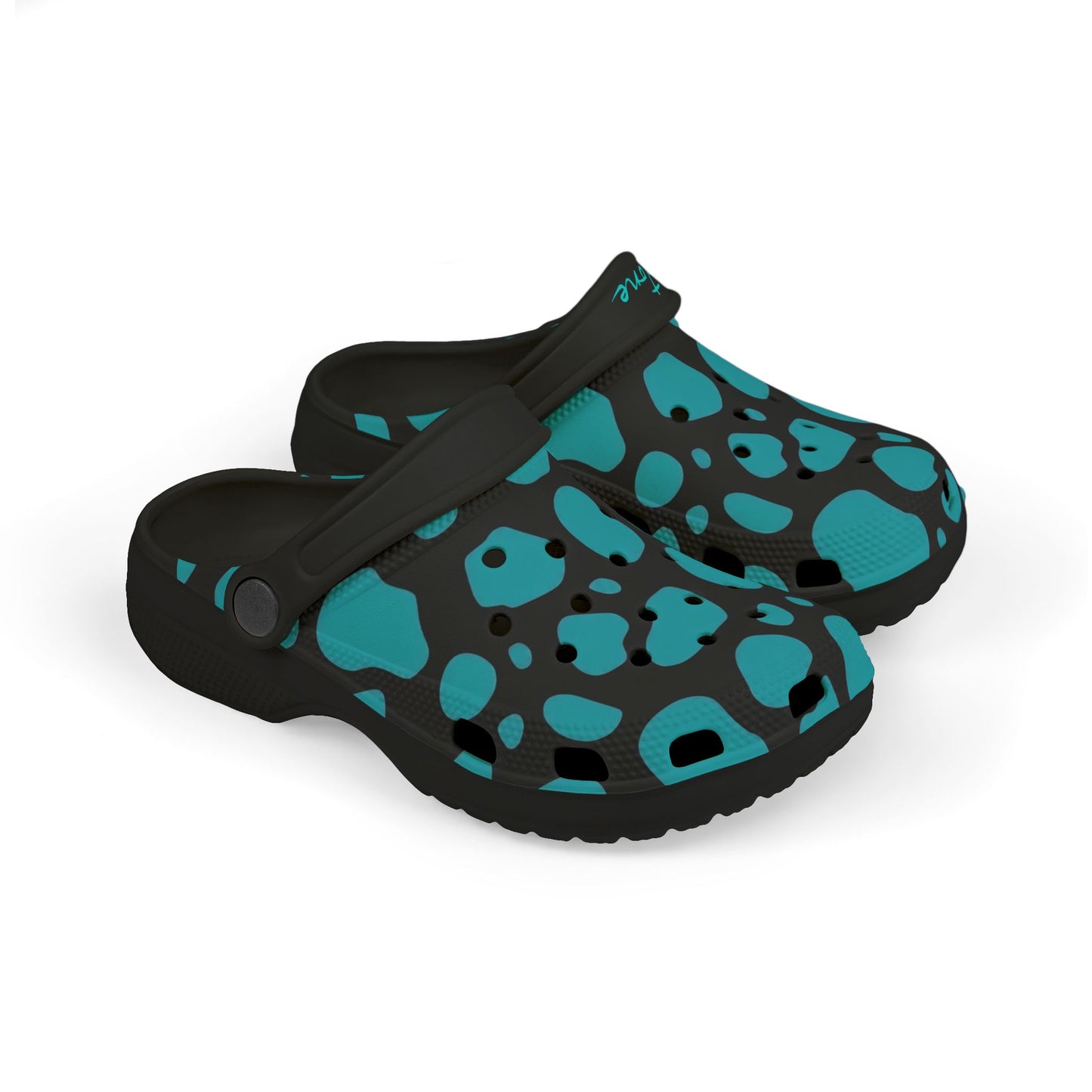Kids 2wotone Print Turquoise & Black Foam Clogs