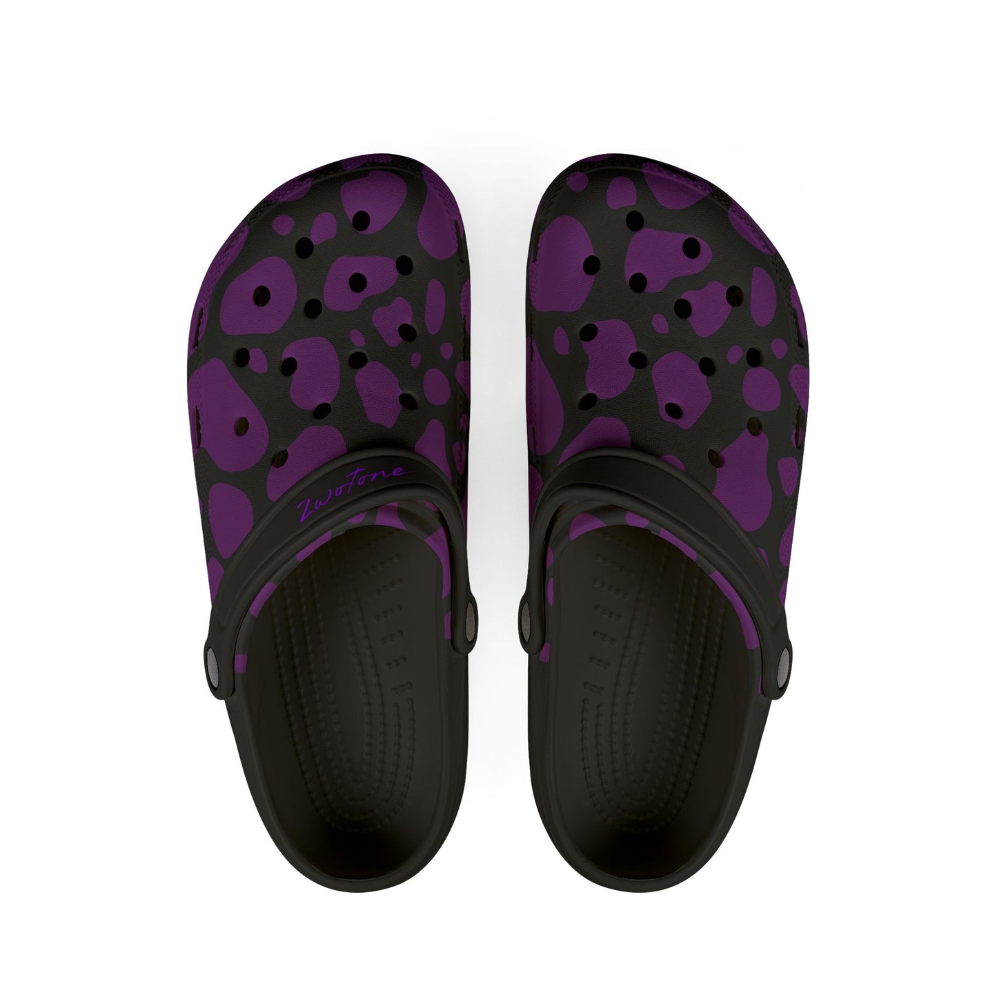 Women’s 2wotone Print Purple & Black  Foam Clogs