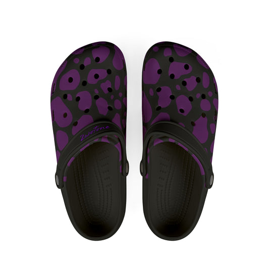Women’s 2wotone Print Purple & Black  Foam Clogs