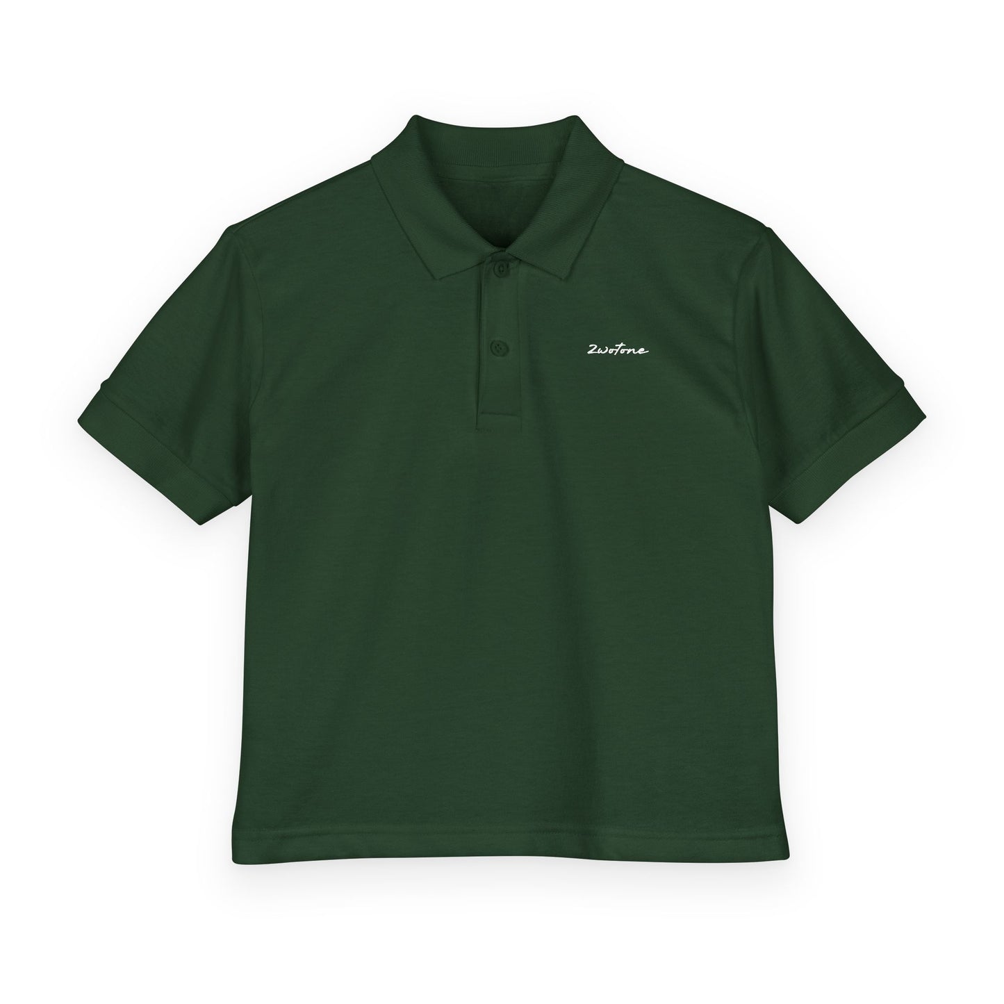 2wotone White Signature Youth Polo Shirt Embroidery