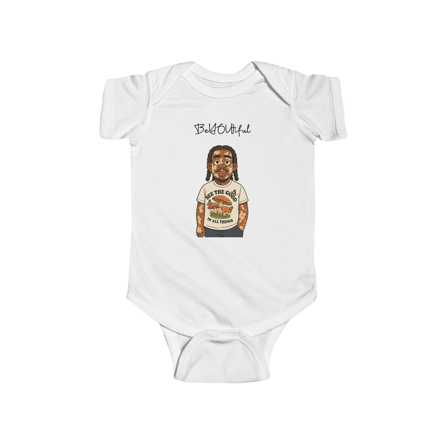 BeYOUtiful Baby Bodysuit with 2wotone Cartoon Graphic Design - Perfect for Cool Infants